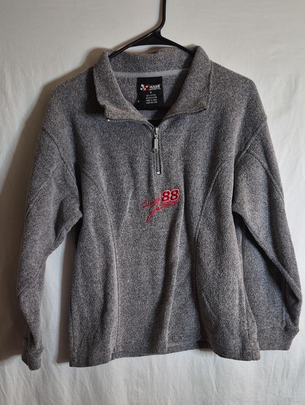 Nascar Gray Half-Zip Sweater with Red '88' Embroidery